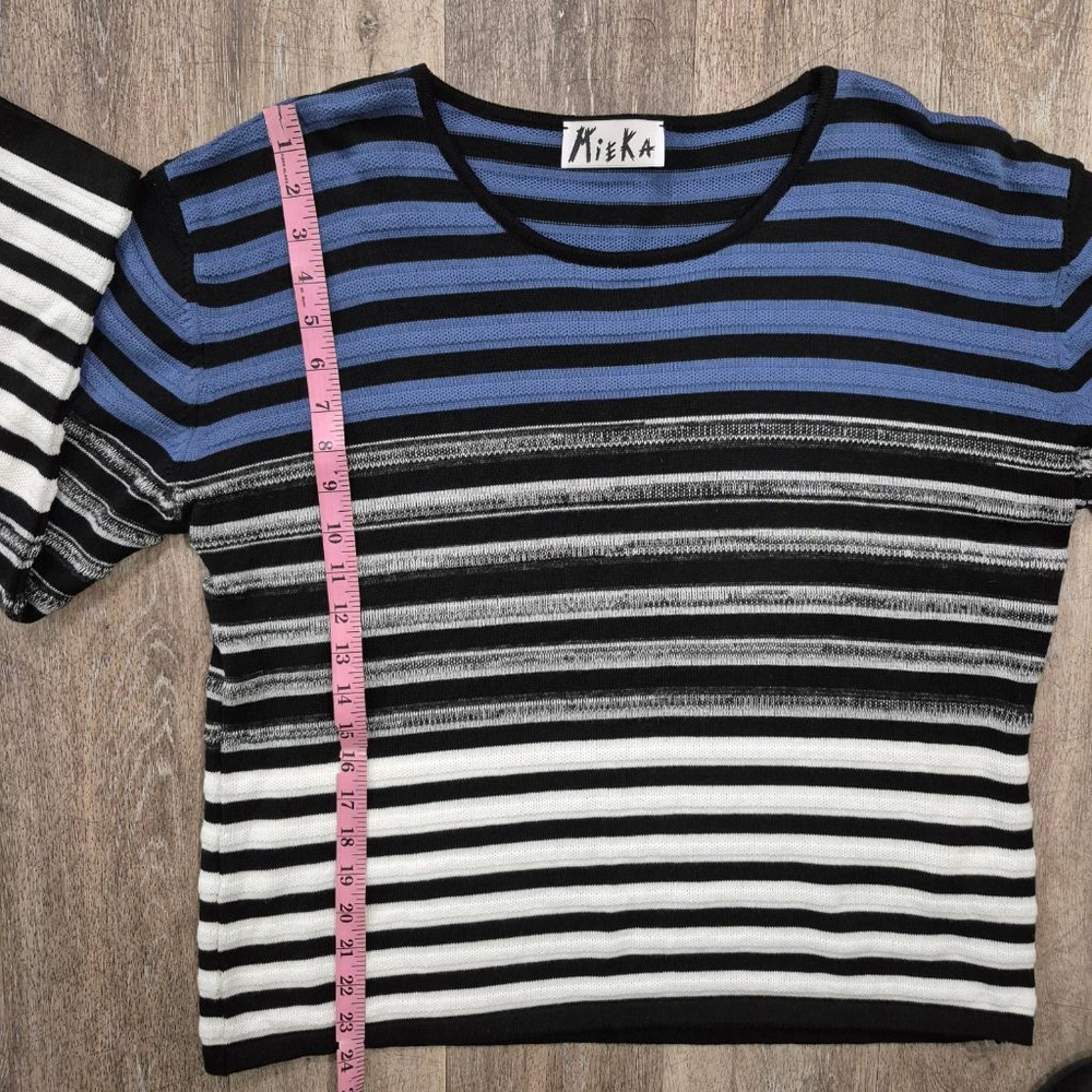 Women's Mieka Striped Crew Neck Sweater L Black Blue White - Picture 6 of 7